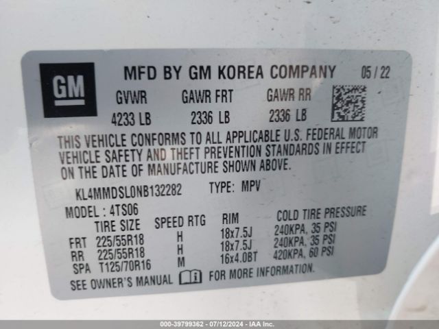 KL4MMDSL0NB132282 Buick Encore Gx Fwd Select