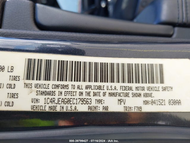 1C4RJEAG0EC179563 Jeep Grand Cherokee Laredo