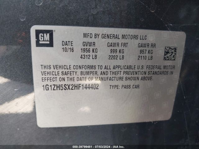 1G1ZH5SX2HF144402 Chevrolet Malibu Premier