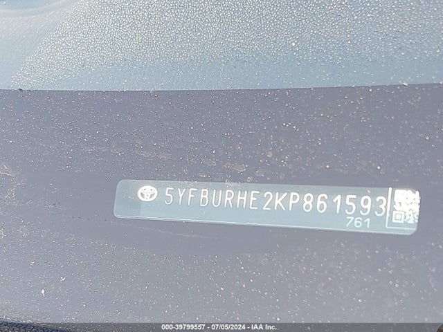 Toyota COROLLA SE 2019 5YFBURHE2KP861593 Image 9