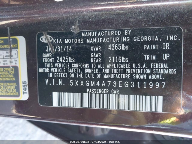 KIA Optima Lx 2014 5XXGM4A73EG311997 Image 9