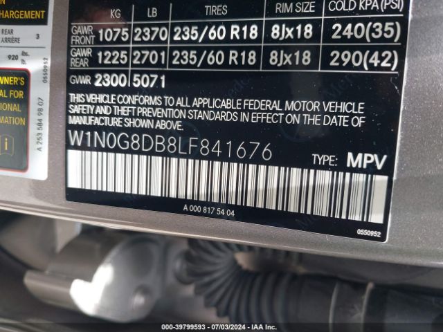 W1N0G8DB8LF841676 Mercedes-Benz GLC 300