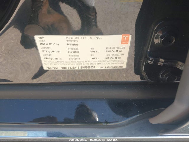 5YJSA1E16HF209639 Tesla Model S 60/75