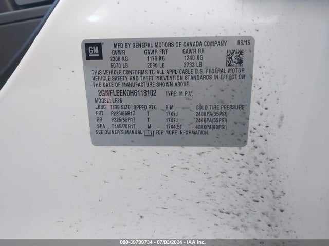 Chevrolet EQUINOX LS 2017 2GNFLEEK0H6118102 Image 9