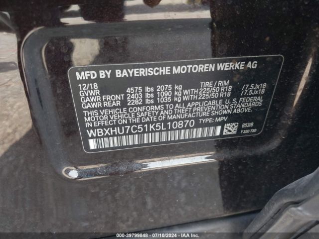 WBXHU7C51K5L10870 BMW X1 Sdrive28i