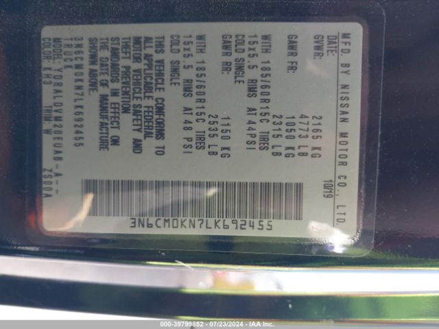 3N6CM0KN7LK692455 Nissan Nv200 Compact Cargo S Xtronic Cvt