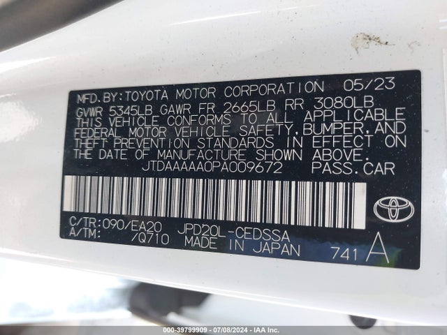 Toyota Mirai Xle 2023 JTDAAAAA0PA009672 Image 9