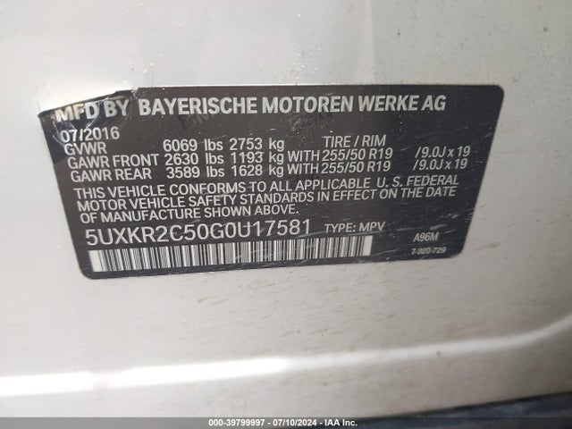 5UXKR2C50G0U17581 BMW X5 Sdrive35i