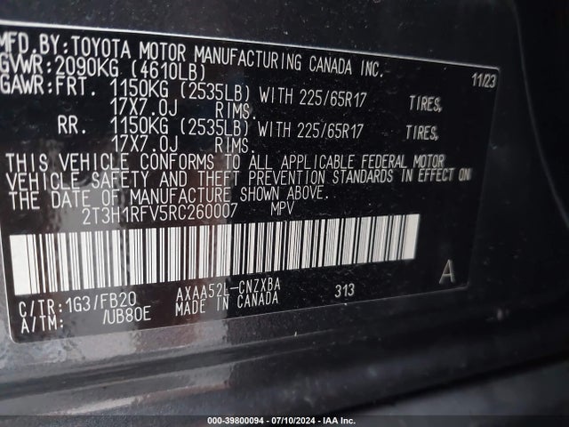 Toyota RAV4 LE 2024 2T3H1RFV5RC260007 Image 9