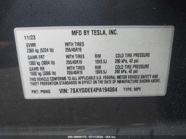 2023 TESLA MODEL Y 7SAYGDEE4PA194084 Photo 8