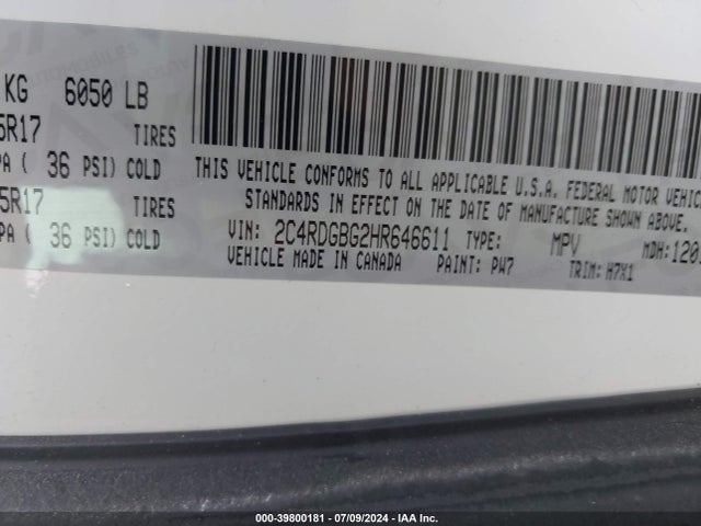 Dodge Grand Caravan Se 2017 2C4RDGBG2HR646611 Image 9