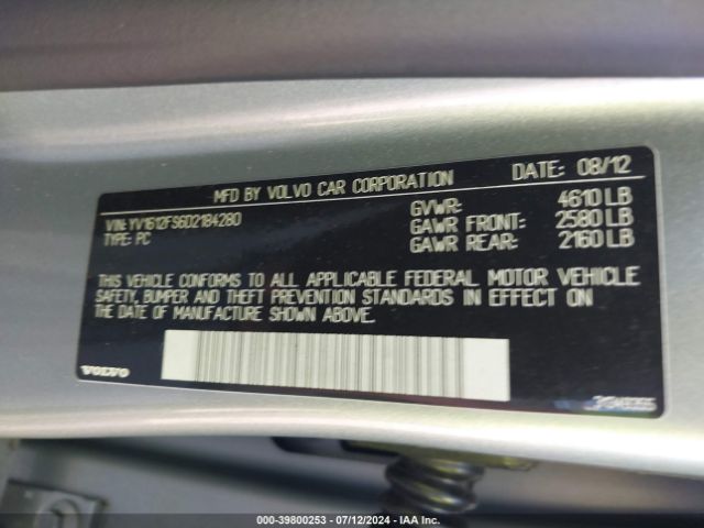 2013 VOLVO S60 YV1612FS6D2184280 Photo 8