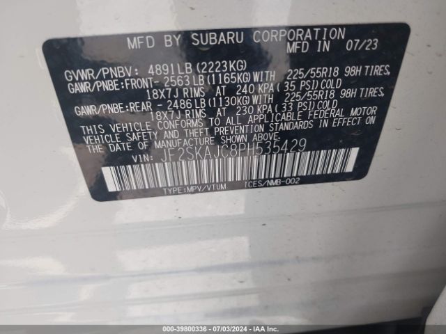 JF2SKAJC8PH535429 Subaru Forester Sport