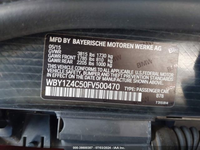 WBY1Z4C50FV500470 BMW I3 Base W/range Extender