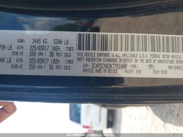 3C4PDCAB3KT751006 Dodge Journey Se Value Package