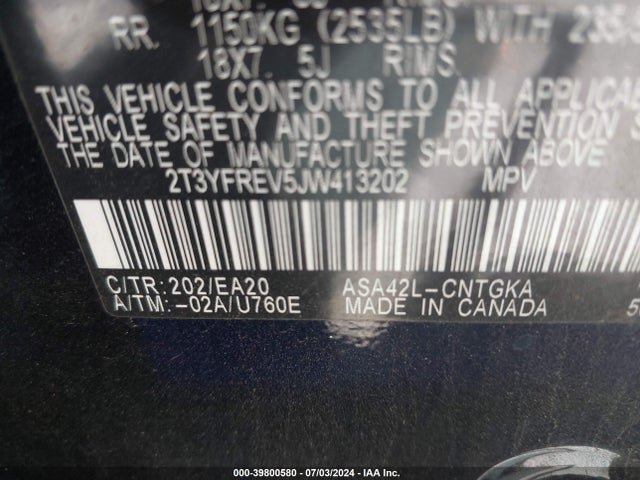Toyota Rav4 Limited 2018 2T3YFREV5JW413202 Image 9