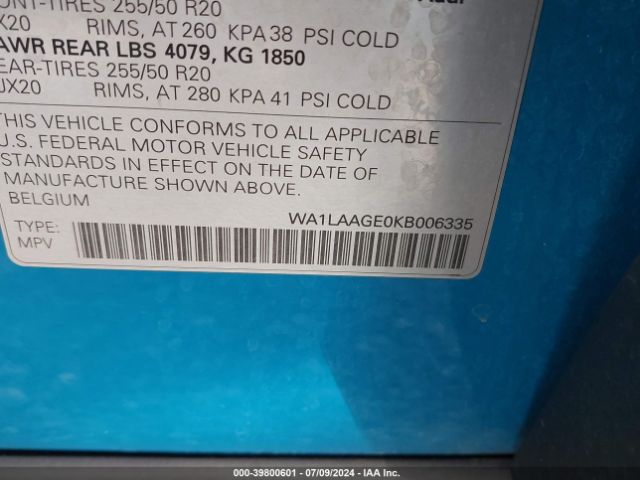 WA1LAAGE0KB006335 Audi E-tron Premium Plus