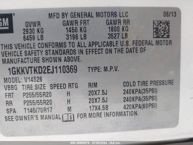 GMC Acadia Denali 2014 1GKKVTKD2EJ110369 Image 9