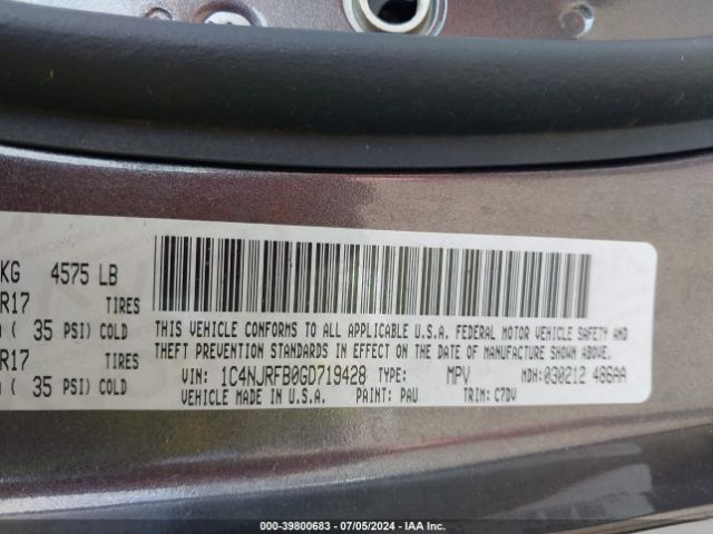 1C4NJRFB0GD719428 Jeep Patriot Latitude