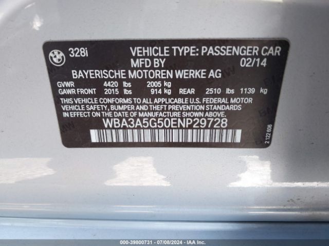 WBA3A5G50ENP29728 BMW 328I