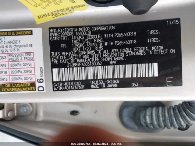 JTJBM7FX6G5130062 Lexus 460