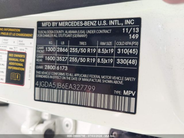 4JGDA5JB6EA327799 Mercedes-Benz ML 350