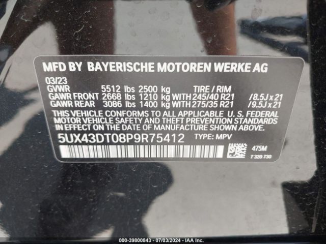 5UX43DT08P9R75412 BMW X4 M40i