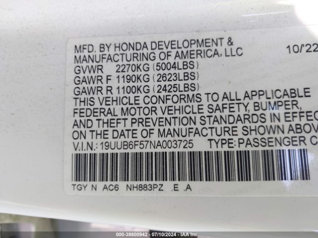 19UUB6F57NA003725 Acura Tlx A-spec Package