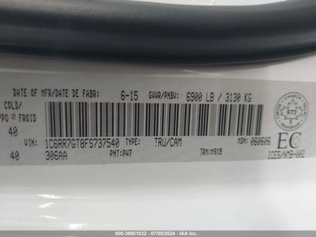 1C6RR7GT8FS737540 RAM 1500 Slt