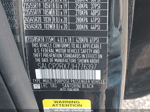 SALCP2RX7JH776397 Land Rover Discovery Sport Se
