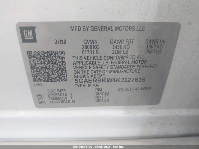 5GAERBKW4KJ127616 Buick Enclave Fwd Essence