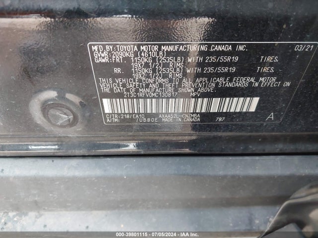 Toyota Rav4 Xle Premium 2021 2T3C1RFV0MC130817 Image 9