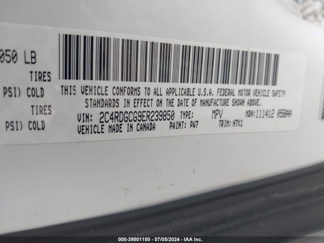 Dodge Grand Caravan Sxt 2014 2C4RDGCG9ER239850 Image 9