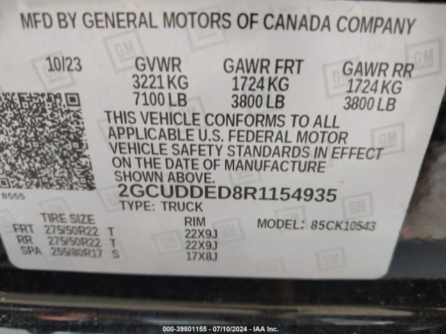 2GCUDDED8R1154935 Chevrolet Silverado 1500 4wd  Short Bed Lt