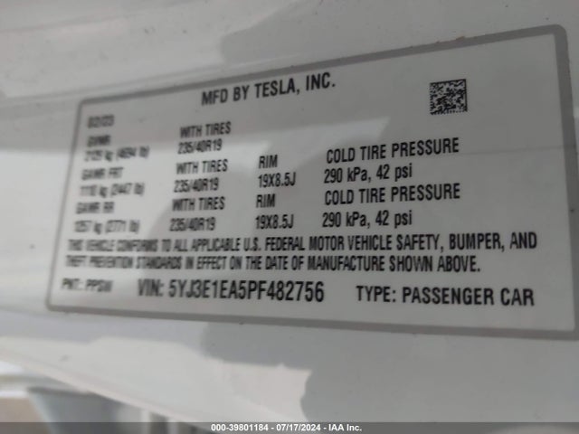 2023 TESLA MODEL 3 5YJ3E1EA5PF482756 Photo 8