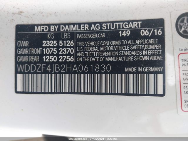 WDDZF4JB2HA061830 Mercedes-Benz E 300