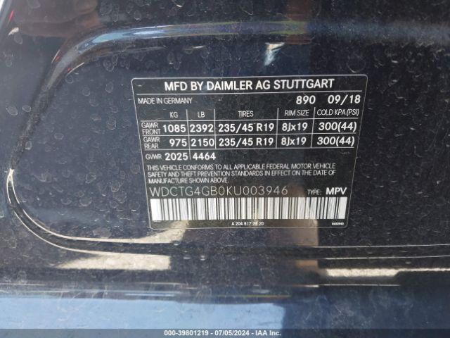 WDCTG4GB0KU003946 Mercedes-Benz Gla 250 4matic