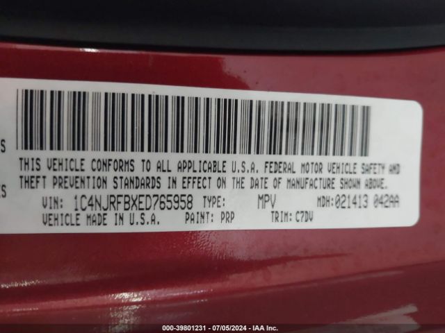 1C4NJRFBXED765958 Jeep Patriot Latitude