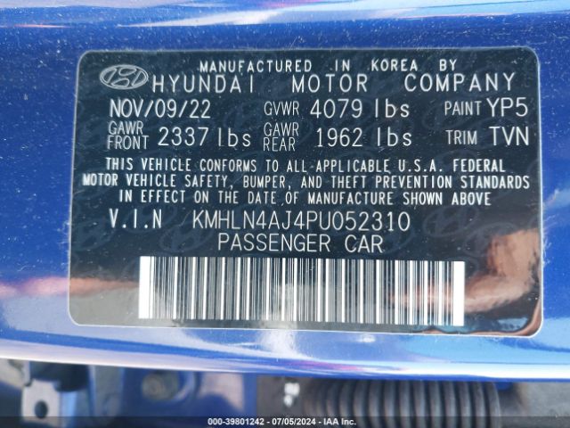 KMHLN4AJ4PU052310 Hyundai Elantra Hybrid Limited