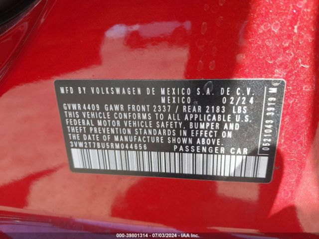 3VW2T7BU5RM044656 Volkswagen Jetta Gli 2.0t Autobahn