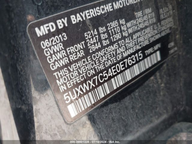 5UXWX7C54E0E76315 BMW X3 Xdrive35i