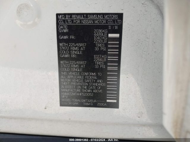 KNMAT2MT4HP523052 Nissan ROGUE SV