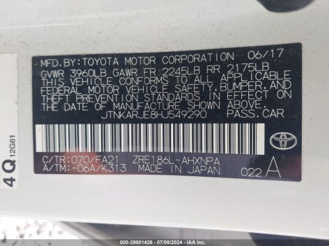 JTNKARJE8HJ549290 Toyota COROLLA IM