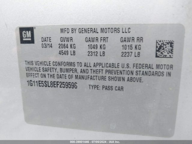 1G11E5SL8EF259598 Chevrolet MALIBU 2LT