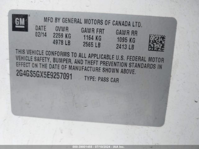 2G4GS5GX5E9257091 Buick Regal Turbo Premium Ii