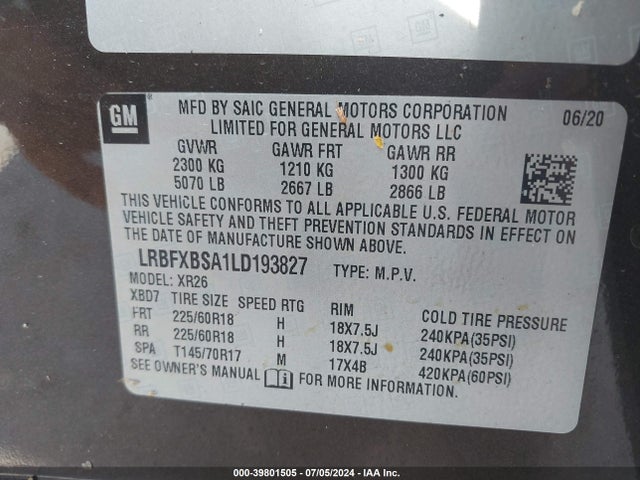 LRBFXBSA1LD193827 Buick Envision Fwd Preferred