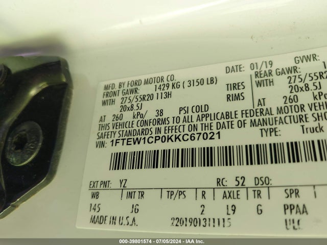 Ford F-150 Xl 2019 1FTEW1CP0KKC67021 Image 9
