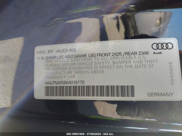 WAUTNAF58KA018179 Audi A5 45 Premium