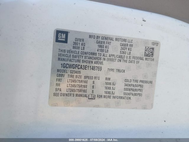 1GCWGFCA3E1148769 Chevrolet Express 2500 Work Van