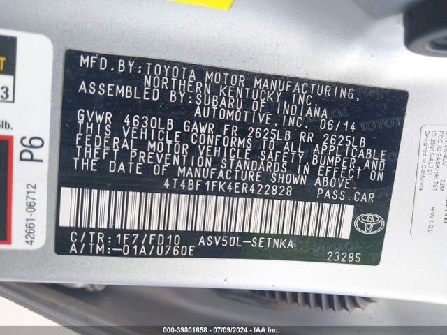 Toyota CAMRY LE 2014 4T4BF1FK4ER422828 Image 9